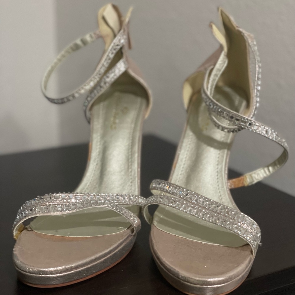 Gold, blingy, strappy heels